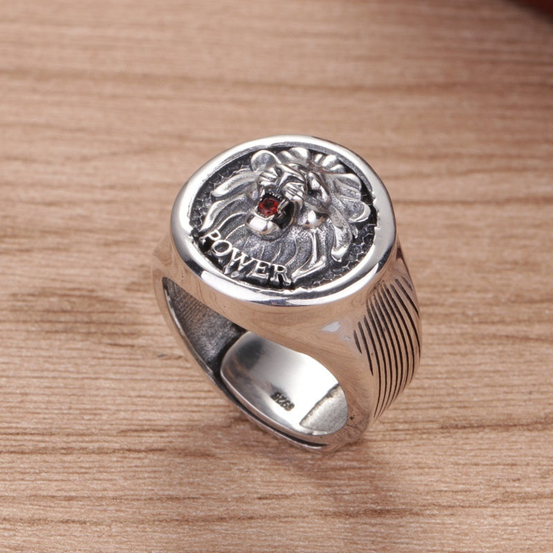 Retro Jewelry Vintage Silver Lion Ring
