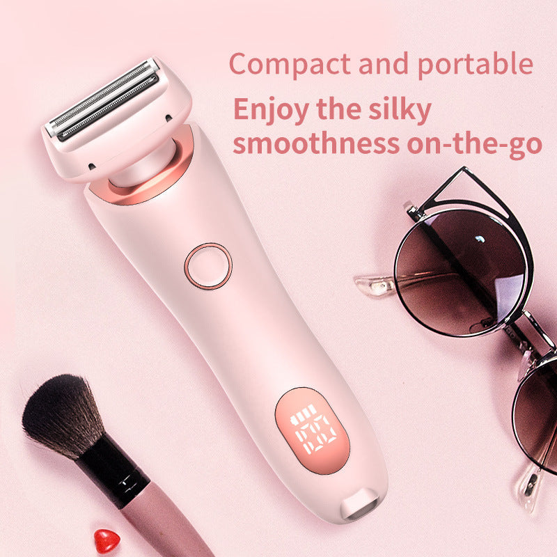 USB Rechargeable Trimmer With Two Removable Trimmer Heads Women's Body Leg Armpit Pubic Hair Intimate Razor Shaver For Hair Removal