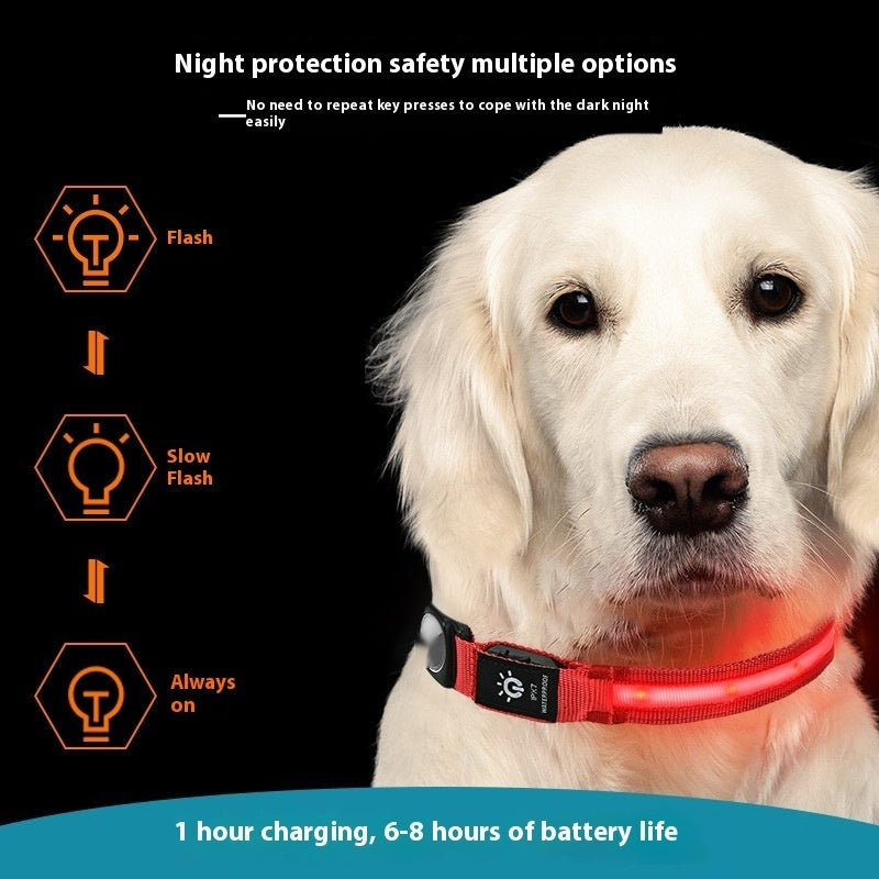 IPX7 Waterproof LED Pet Luminous Dog Collar With Protective Cover And Positioning Tracker