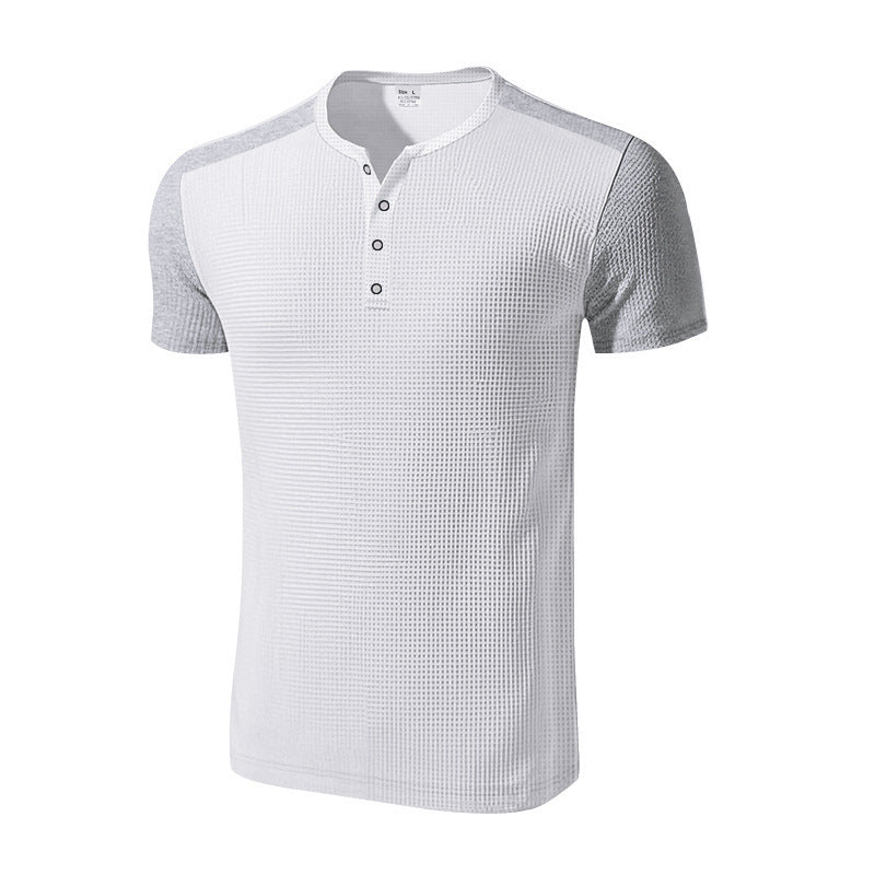 Men's Plus Size Solid Color Buttoned T-Shirts