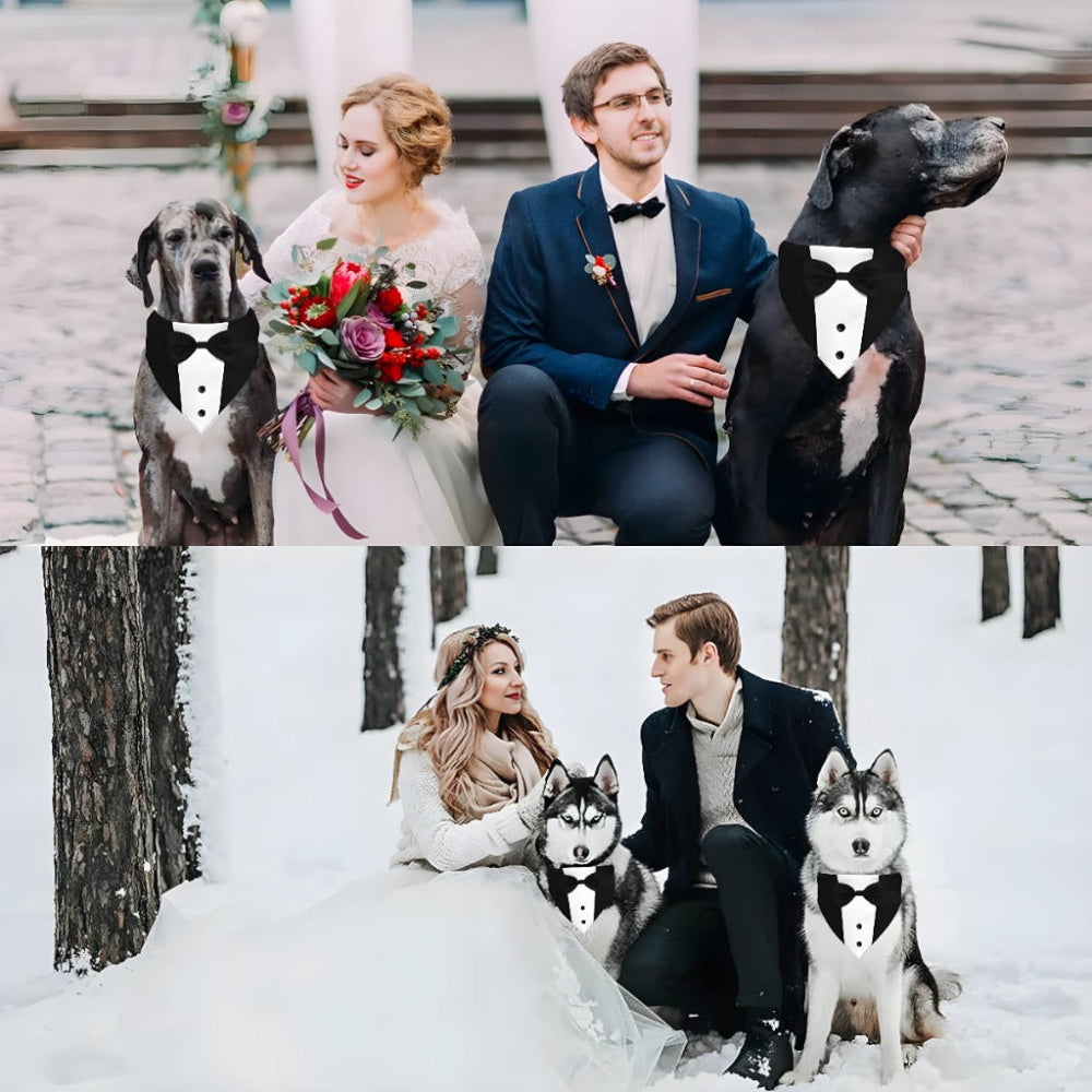 Dog Tuxedo Suit With Bow Tie And Bandana Adjustable Formal Costumes For Small, Medium, Large Dogs Perfect For Weddings Birthdays