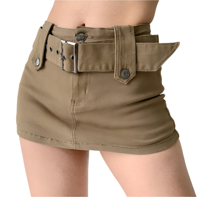 American Retro Wide Waistband Denim Mini Skirt - Weriion