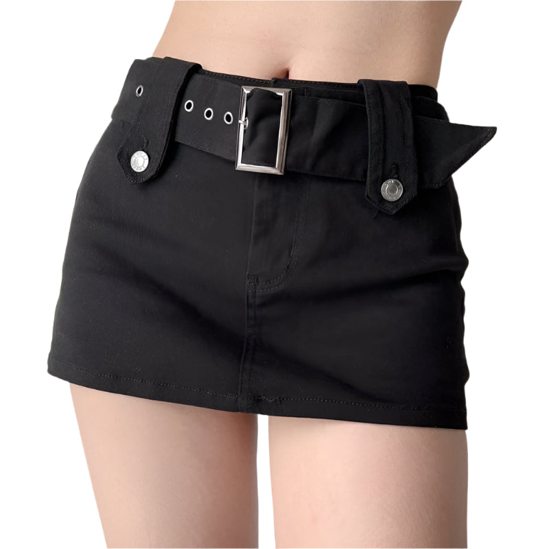 American Retro Wide Waistband Denim Mini Skirt - Weriion