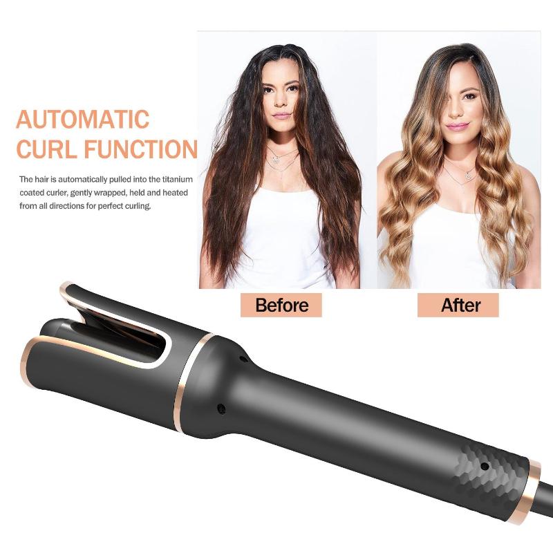 Automatic Black Spiral Electric Negative Ion Curling Iron - Weriion