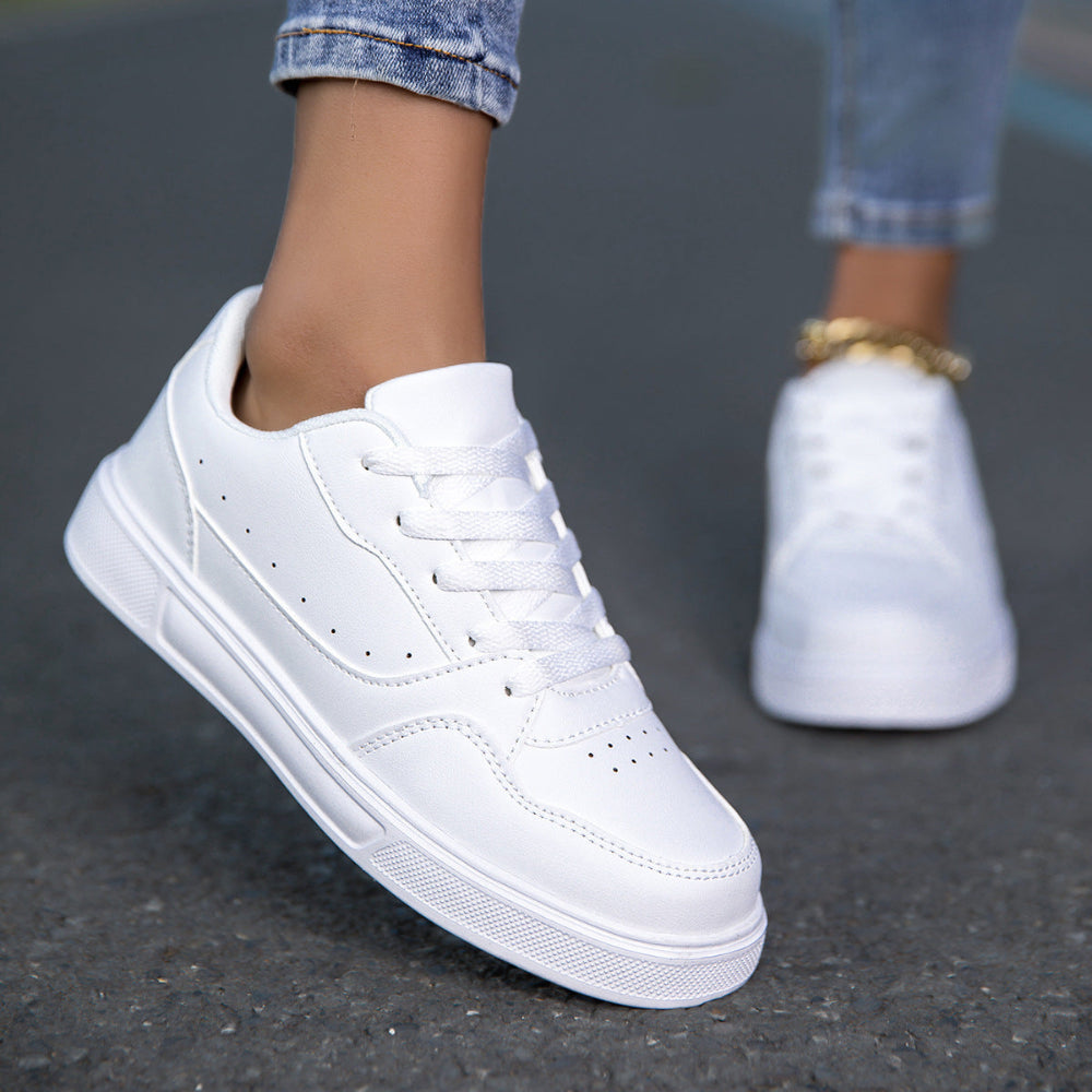 Breathable White Korean Casual Sneakers