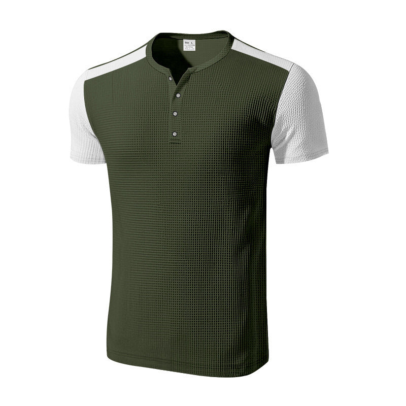 Men's Plus Size Solid Color Buttoned T-Shirts