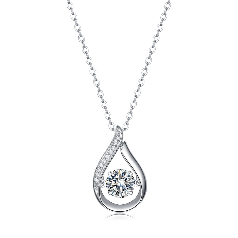 Silver And Platinum-Plated Moissanite Necklace For Women