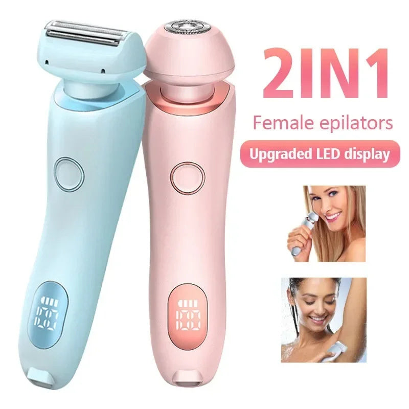USB Rechargeable Trimmer With Two Removable Trimmer Heads Women's Body Leg Armpit Pubic Hair Intimate Razor Shaver For Hair Removal