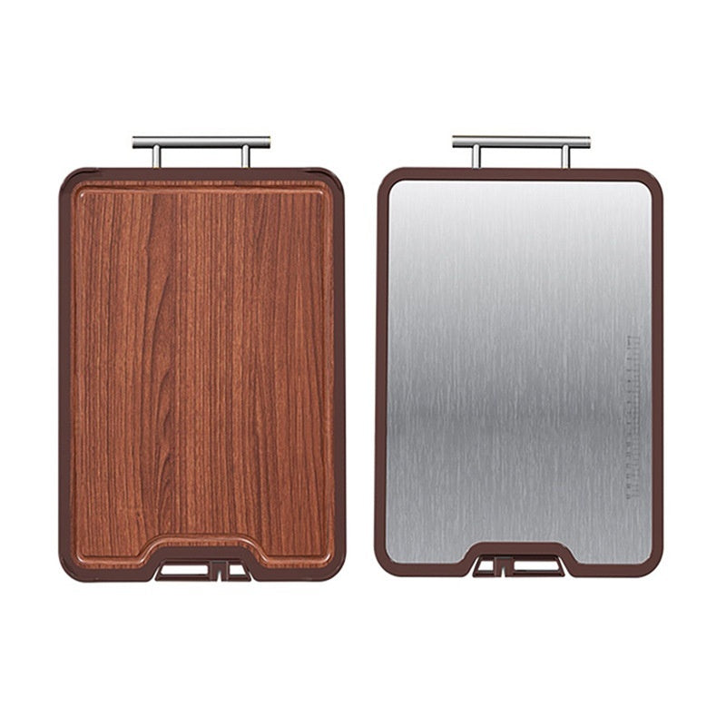 Double-Sided Stainless Steel And Ebony Wood Antibacterial Mildewproof Cutting Board