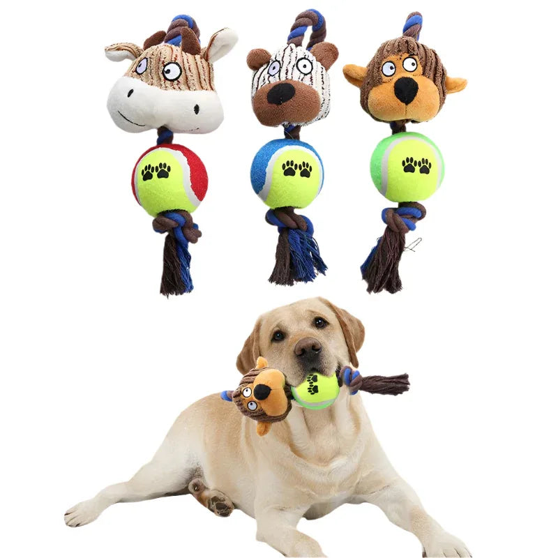Bite Resistant Cotton Rope Sound Dog Pet Chew Toys For Interactive Play - Weriion
