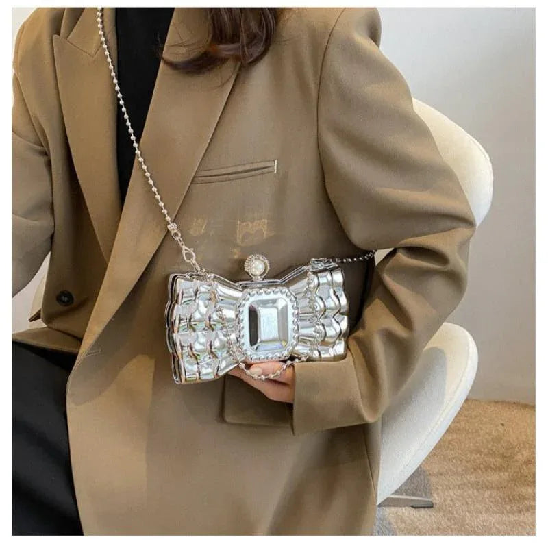 Bow Tie Shaped Chain Handbag For Women - Weriion