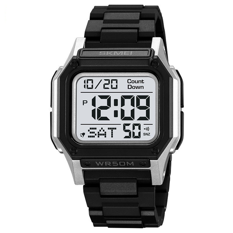 Multifunctional Rectangular Electronic Digital Resin Mirror Material Men's Watch