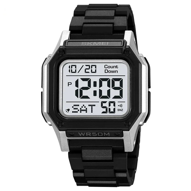 Multifunctional Rectangular Electronic Digital Resin Mirror Material Men's Watch
