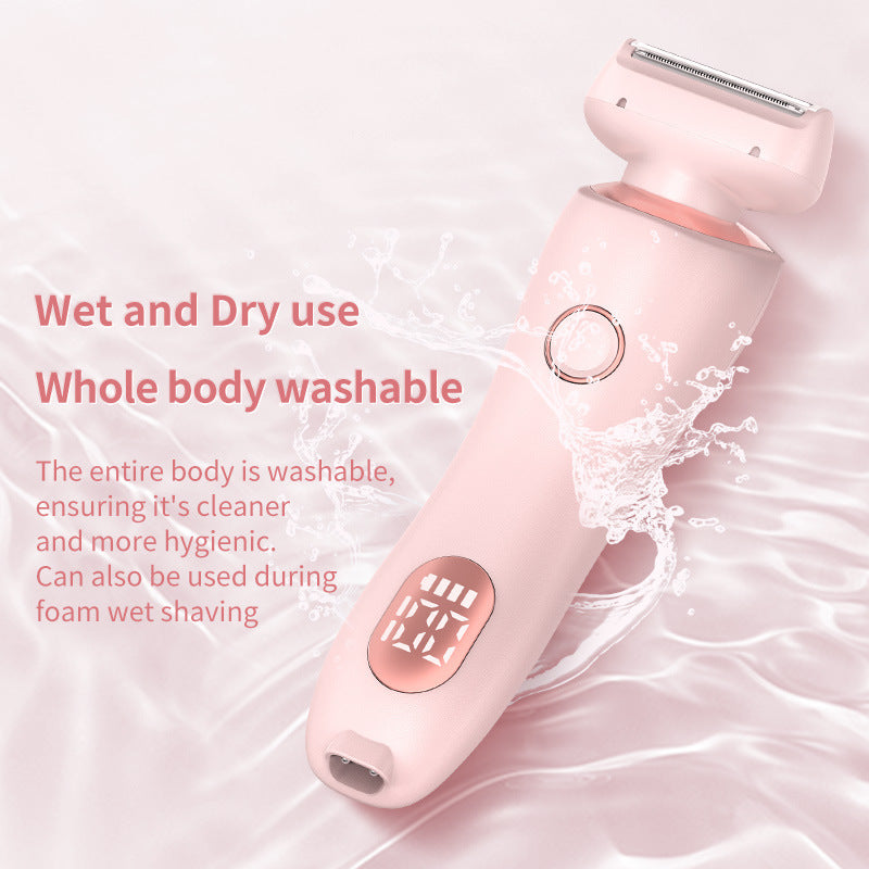 USB Rechargeable Trimmer With Two Removable Trimmer Heads Women's Body Leg Armpit Pubic Hair Intimate Razor Shaver For Hair Removal