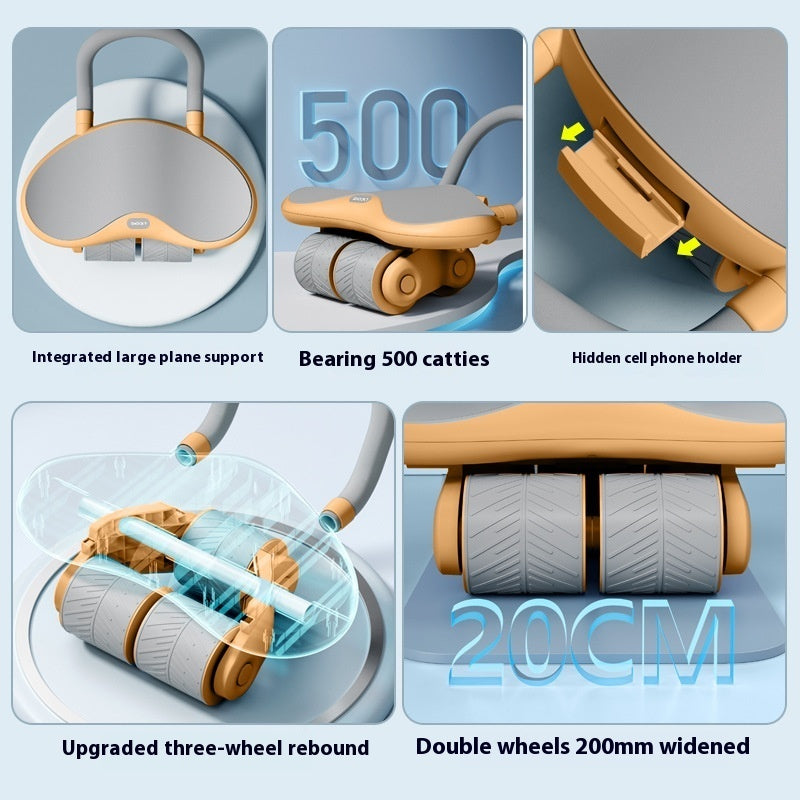 Abdominal Three-Wheel Elbow Pad Support Automatic Rebound Home Fitness Equipment.