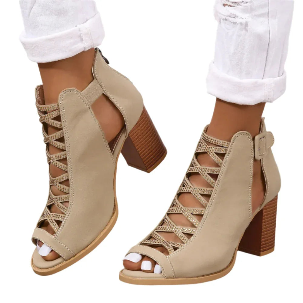 Fashionable Women's Chunky Shoes High Heel Sandals