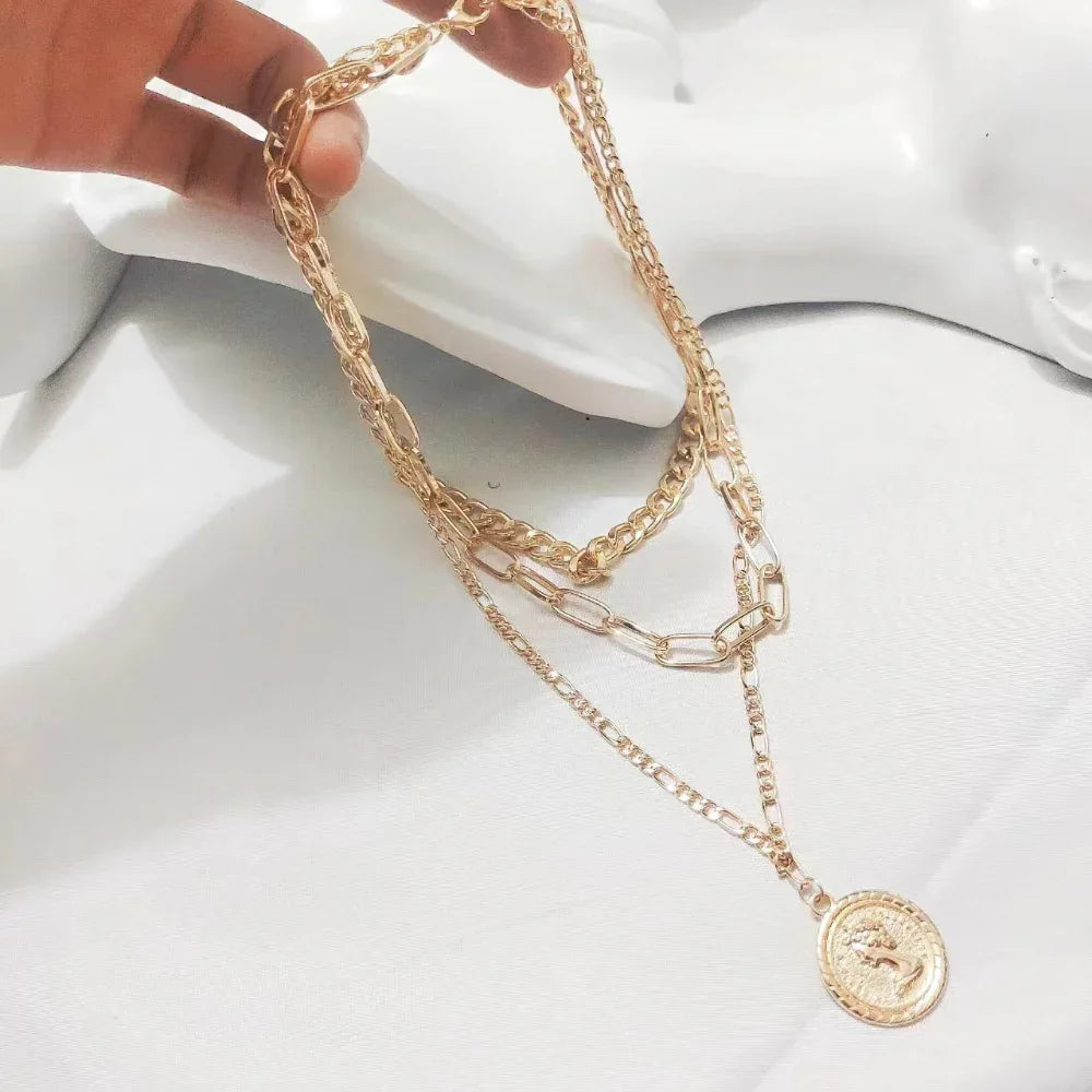 Fashionable All-Match Metal Alloy Multi-Layered Unisex Necklace