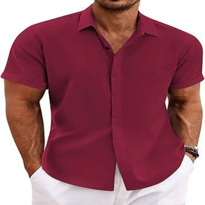 Men's Solid Color Short Sleeve Shirt
