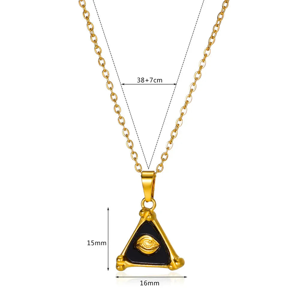 Fashion Triangle 18K Gold Stainless Steel Unisex Necklace
