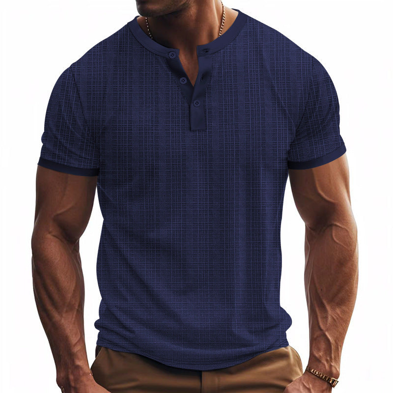 Breathable Men's Casual Buttoned Henley Shirt Top