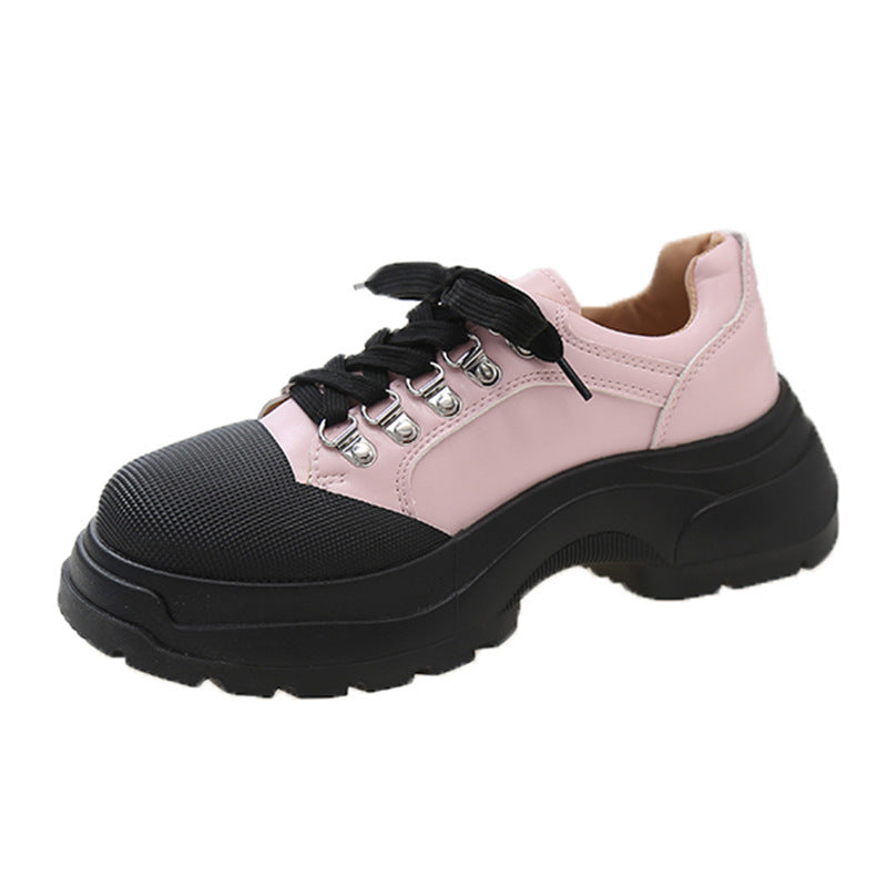 Platform Leather Shoes Female British Style Sneakers