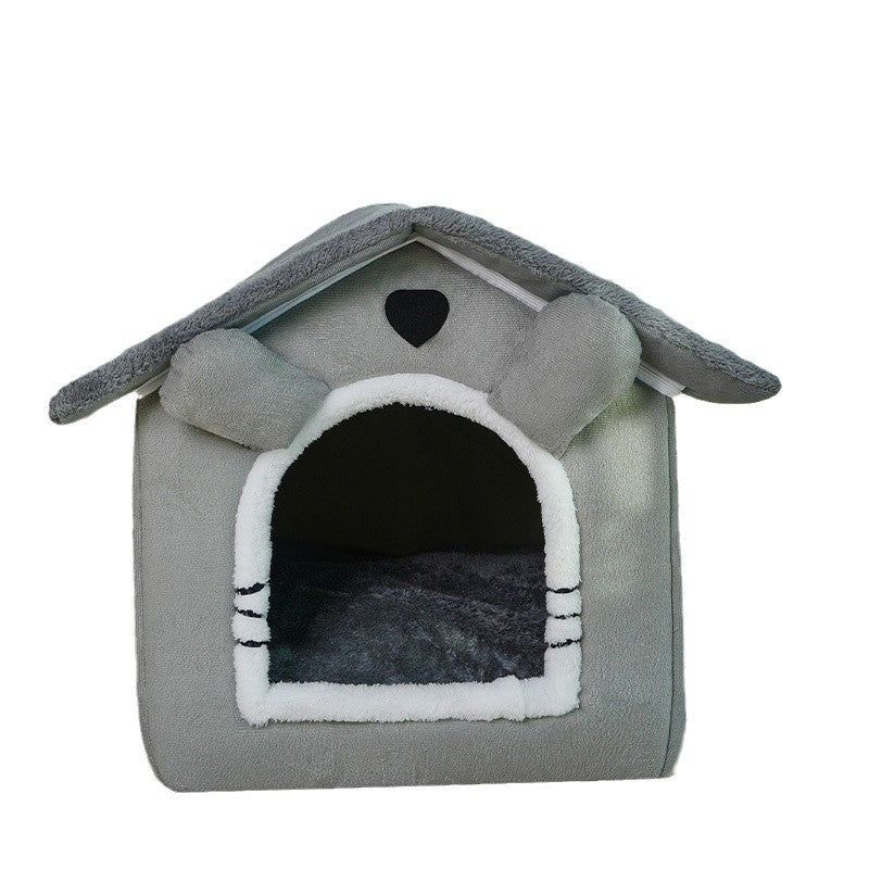 Cute Universal Pet Dog Cat House With Removable And Washable Pet Bed.
