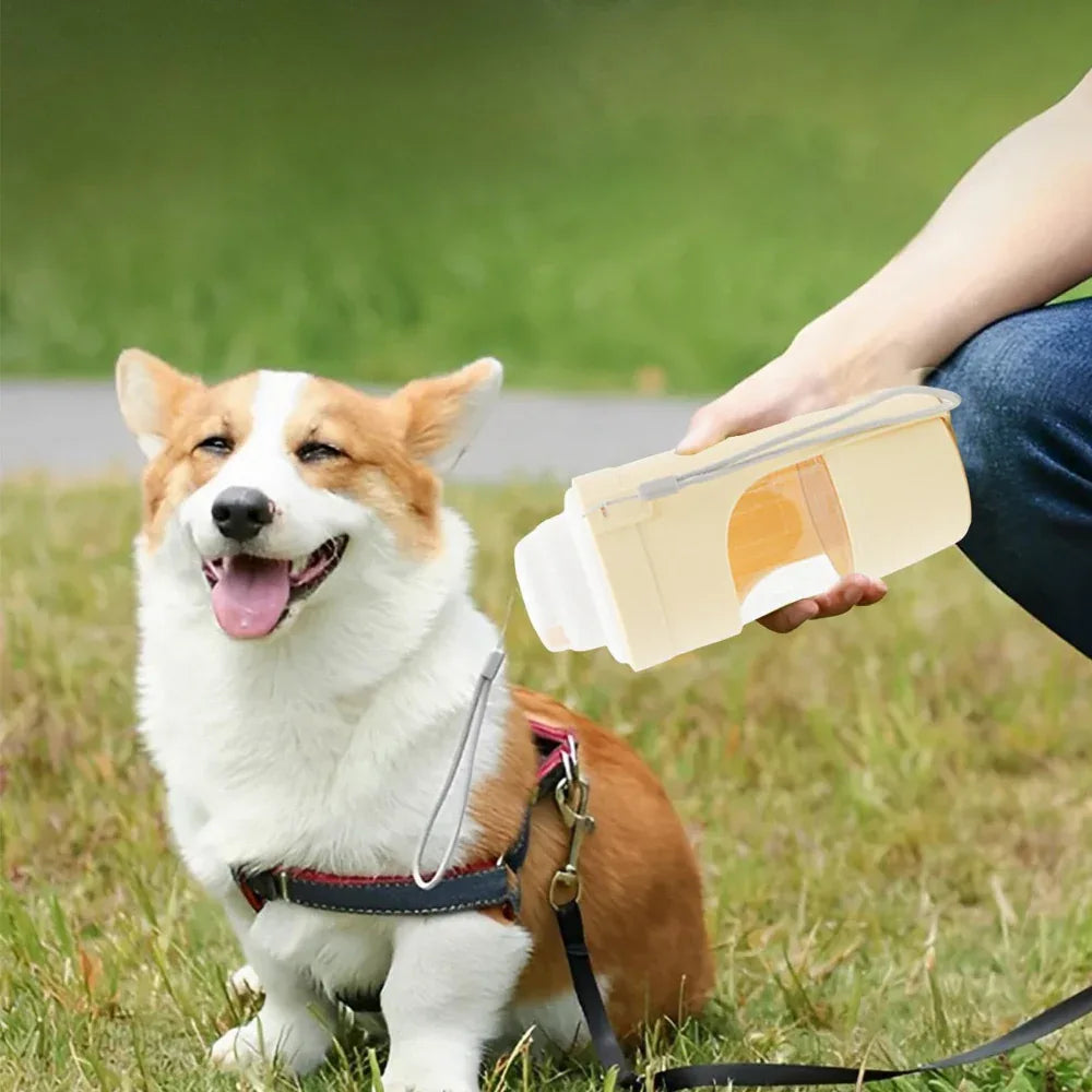 2 In 1 Cat Travel Pet Dog Water Bottle Outing Feeder Drinking Portable Cup