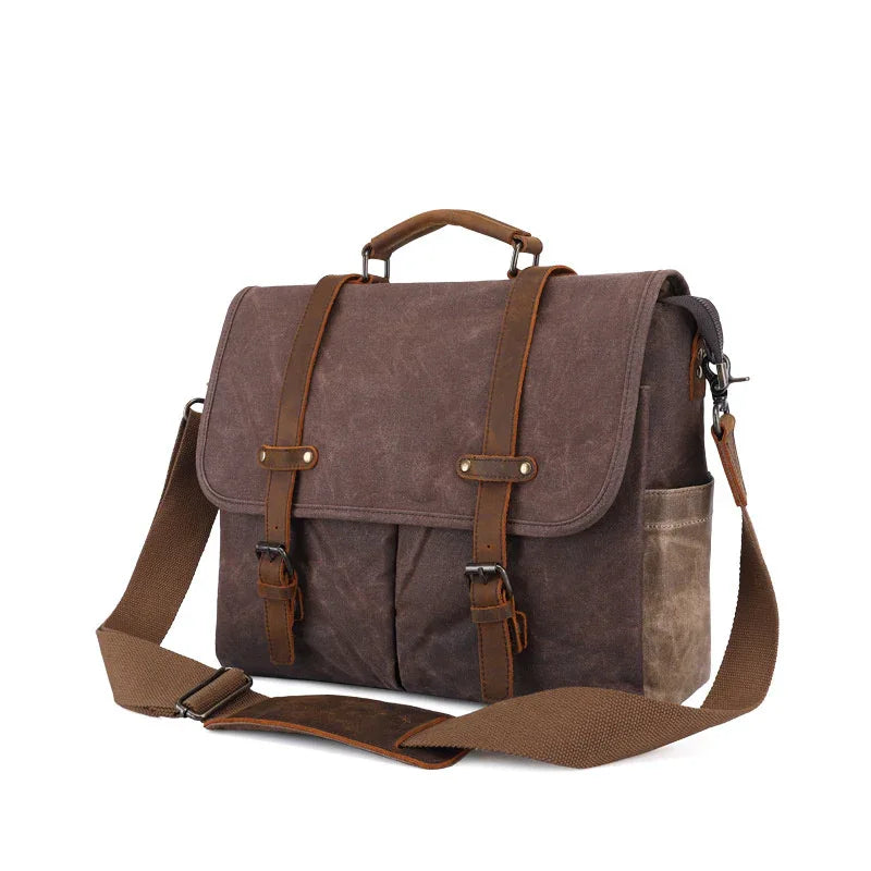 Fashionable Personality Men's Oil Wax Canvas Fabric Shoulder Bag