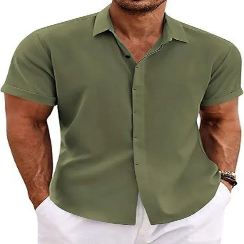 Men's Solid Color Short Sleeve Shirt