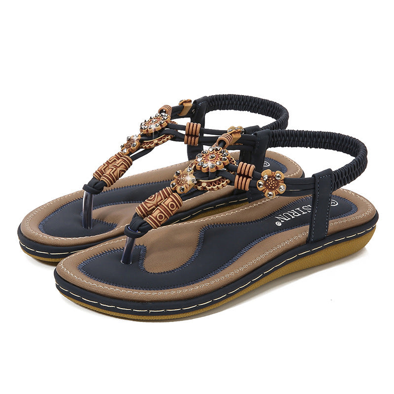 Women's Bead Woven Flat Bottom Casual Sandals