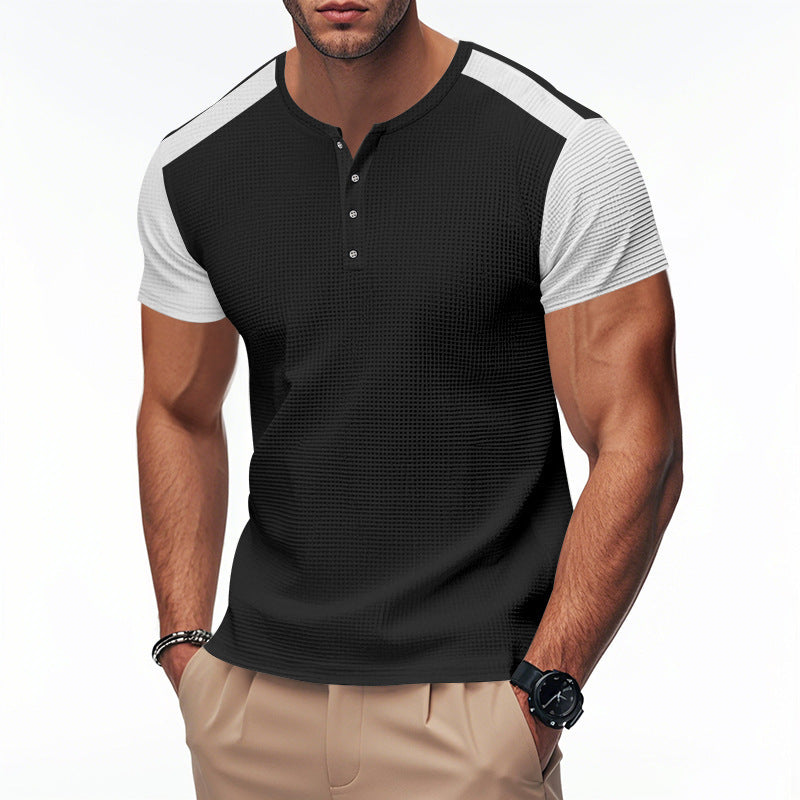 Men's Plus Size Solid Color Buttoned T-Shirts