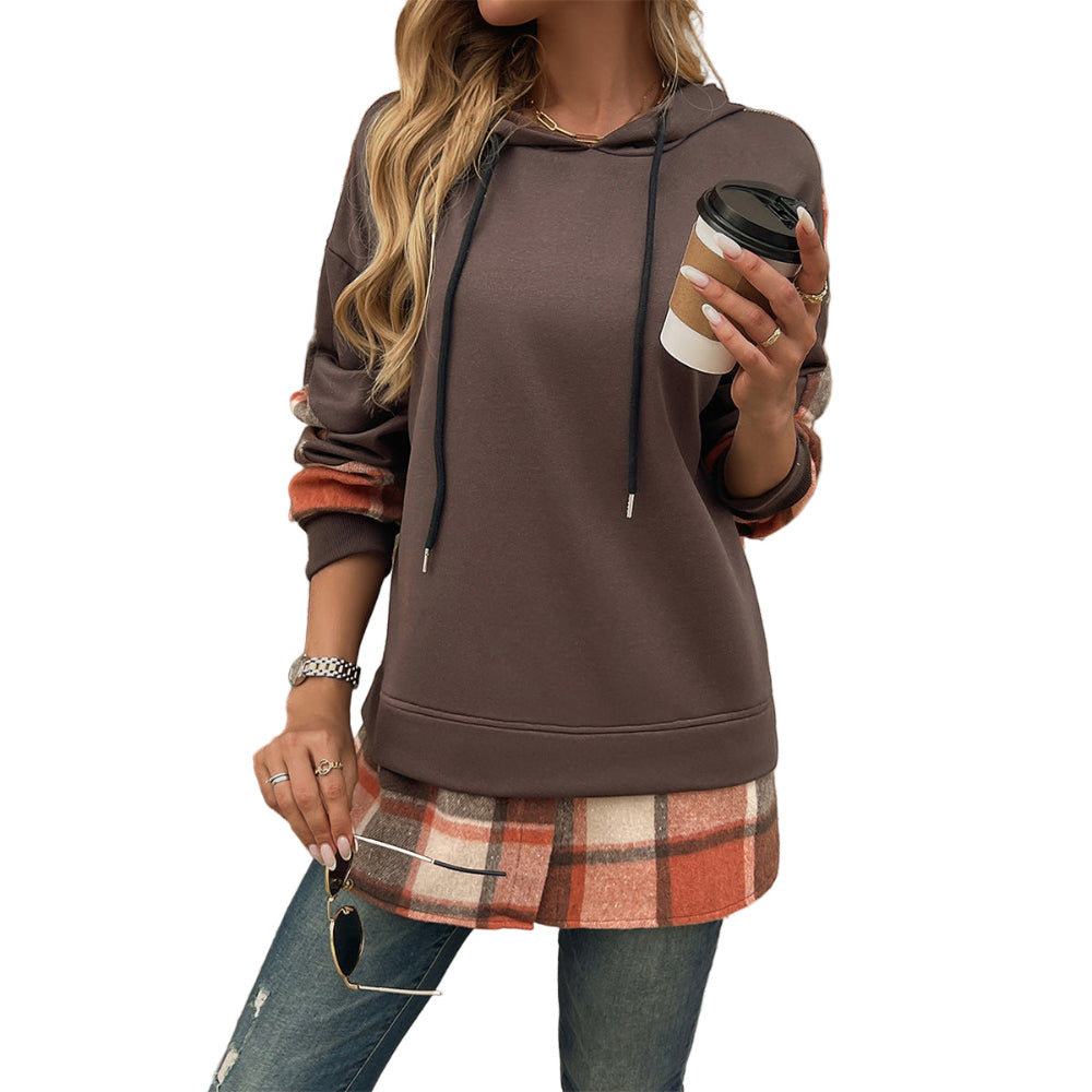 Contrast Color Casual Two-Piece Patchwork Hoodie For Women