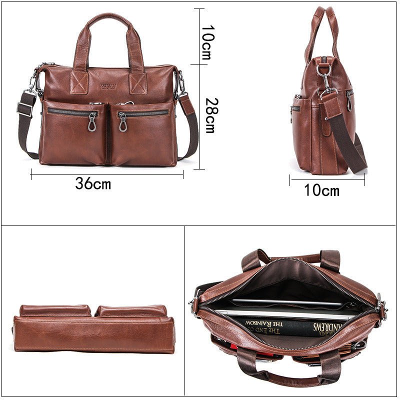 Casual Leather Briefcase Men's Computer Shoulder Bag - Weriion