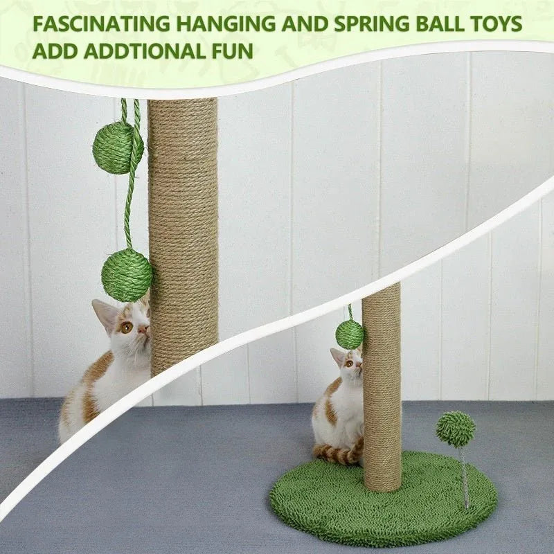 Cat Scratching Post Pole With Hanging Balls Toy - Weriion