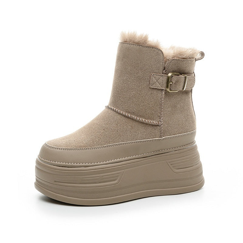 Thick-Soled Height Increasing Shoes Cold-Proof And Fur-Lined Leisure Warm Women's Boots