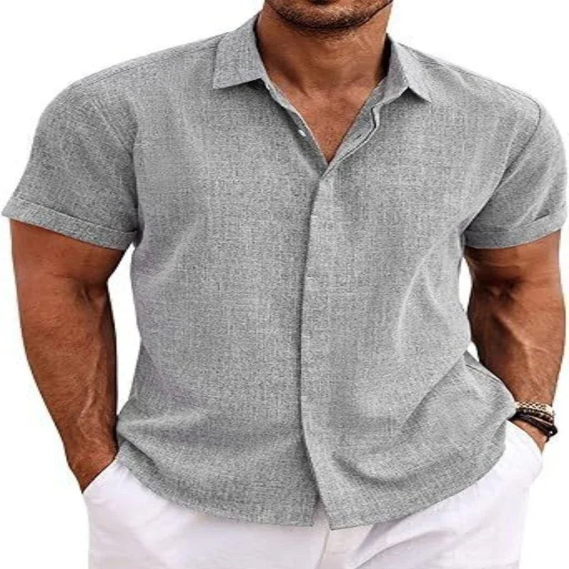 Men's Solid Color Short Sleeve Shirt
