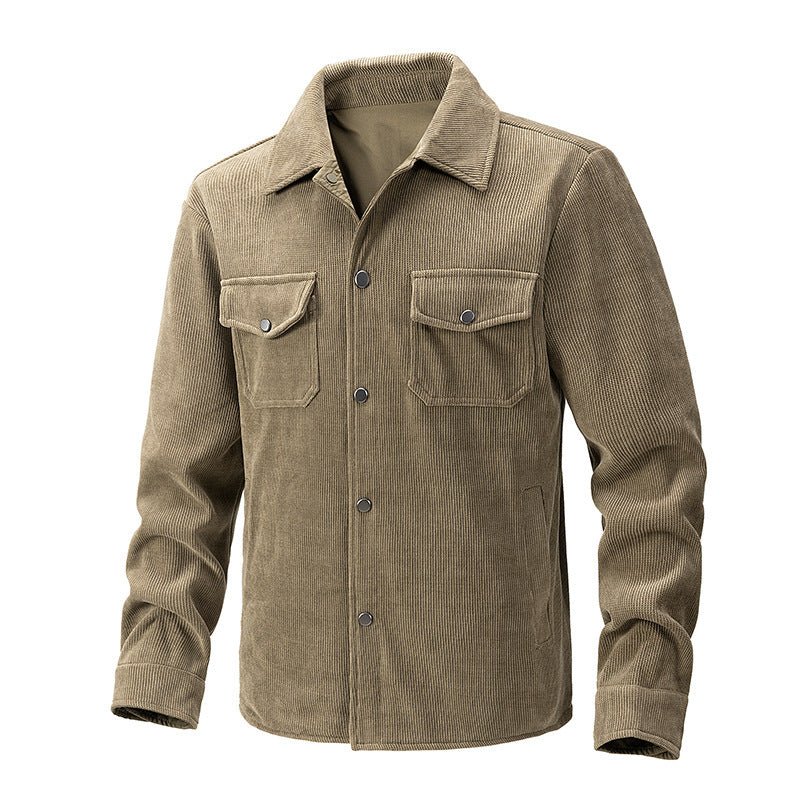 Corduroy Fashionable Solid Color Men's Jacket - Weriion