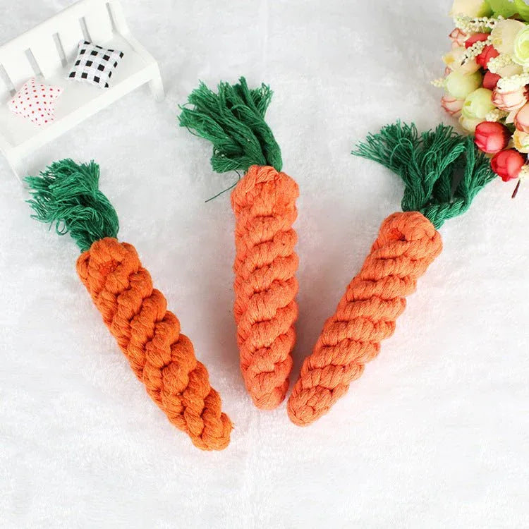 Cotton String Carrot Molar Teeth Cleaning Bite - Resistant Dog Toy - Weriion