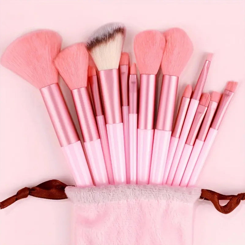 13 Soft Makeup Brushes & Cloth  Storage Bag