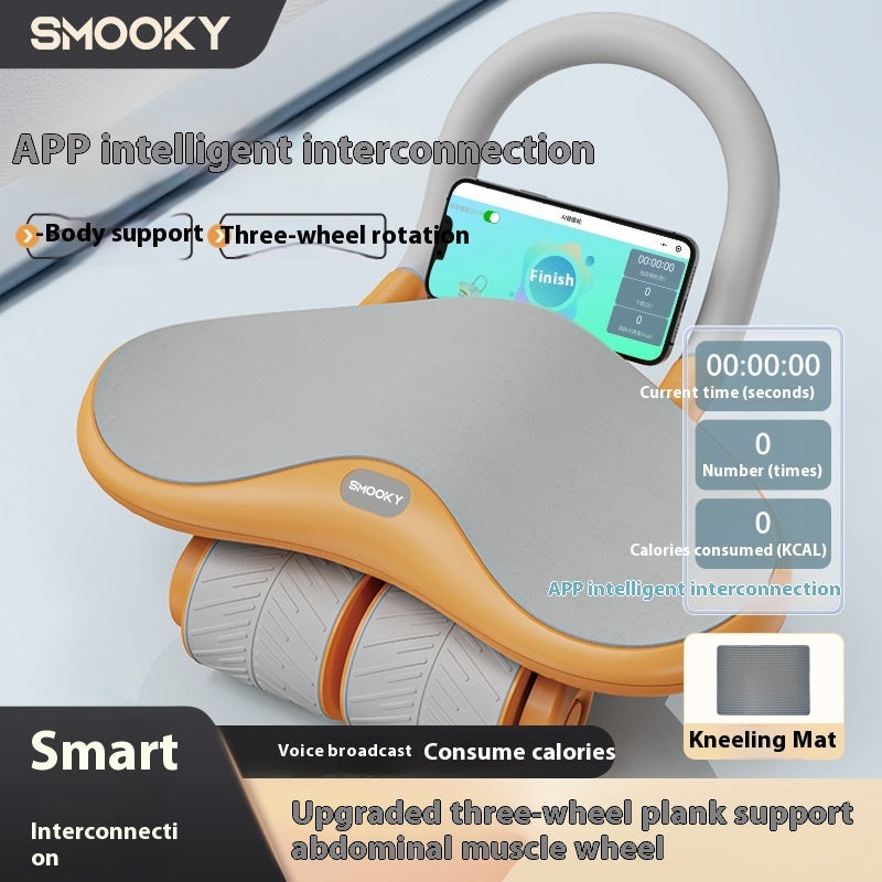 Abdominal Three-Wheel Elbow Pad Support Automatic Rebound Home Fitness Equipment.