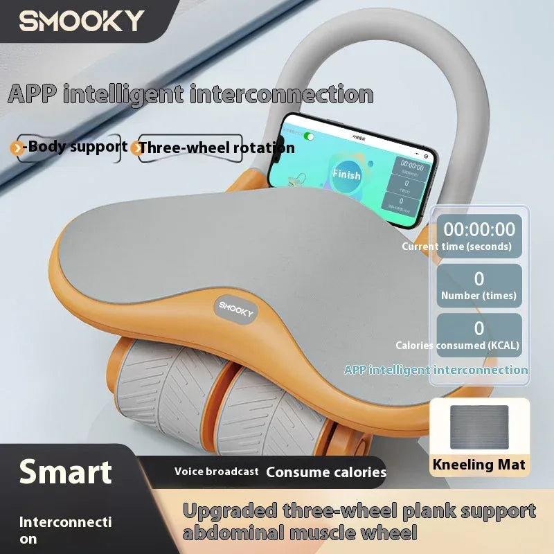 Abdominal Three-Wheel Elbow Pad Support Automatic Rebound Home Fitness Equipment.