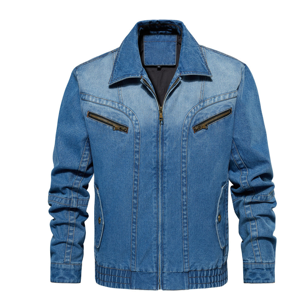 Men's Denim Jacket Multi-Pocket Design Spring & Autumn Outerwear