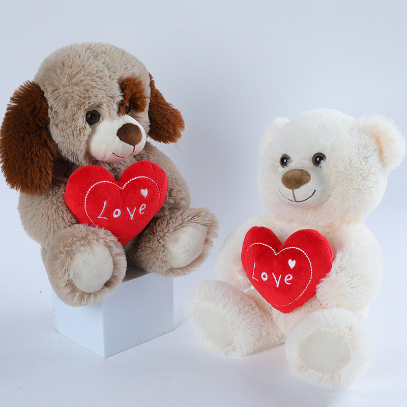 Cute Heart-Hugging Teddy Bear Puppy Doll Plush Toys