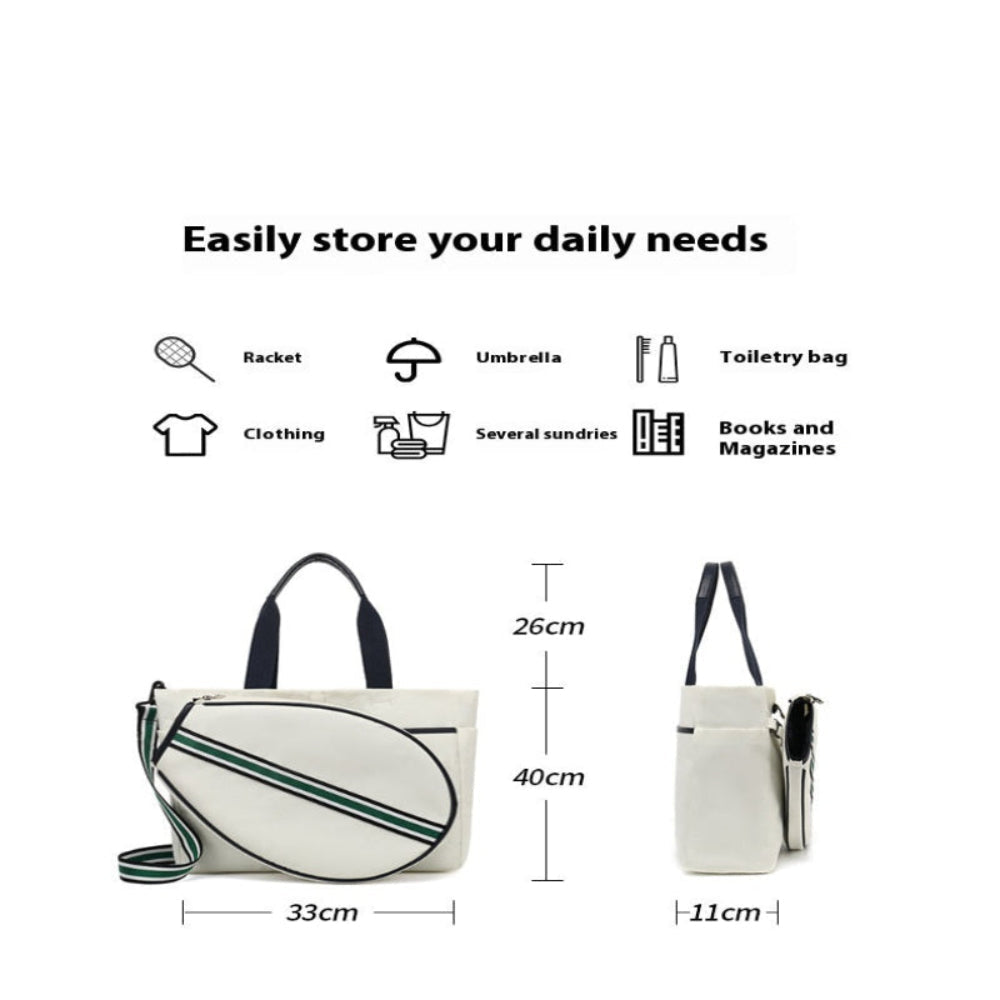 Canvas Striped Fashion Unisex Sports Beach Portable Crossbody Tennis Racket Bag