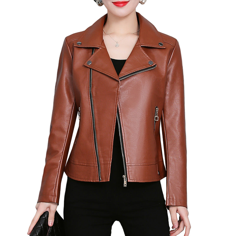 Versatile Short Women's Imitation Leather Jacket