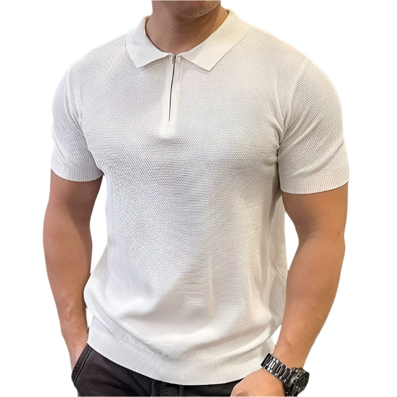Summer Men's Casual Sports Zipper Polo Shirt