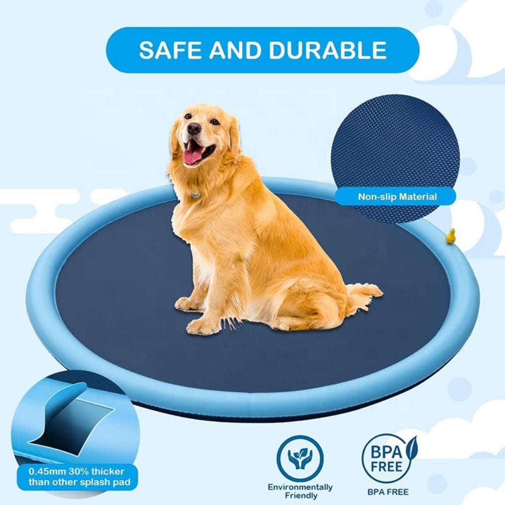 Dog Sprinkler Outdoor Toys Dog Swimming Mat Anti-Slip Dog Pool Splash Pad