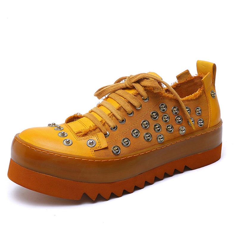 Niche Design Leather Canvas Breathable Handmade Shoes