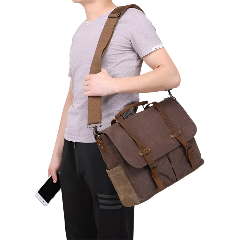 Fashionable Personality Men's Oil Wax Canvas Fabric Shoulder Bag