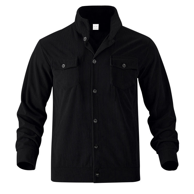 Simple Versatile Multi-Pocket Long Sleeve Stand-Up Collar Jacket Men's Clothing
